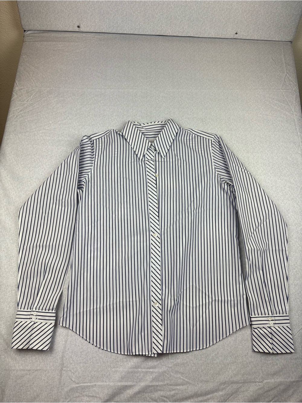 Liz Claiborne White Shirt with Black Pinstripes